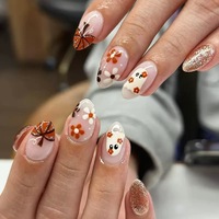 Nouveauté 2026 : Faux ongles à presser en ABS, courts, forme amande, noirs, style Citrouille Halloween Gothique Sinistre, confortables et à ajustement naturel, avec support pour échantillonnage rapide