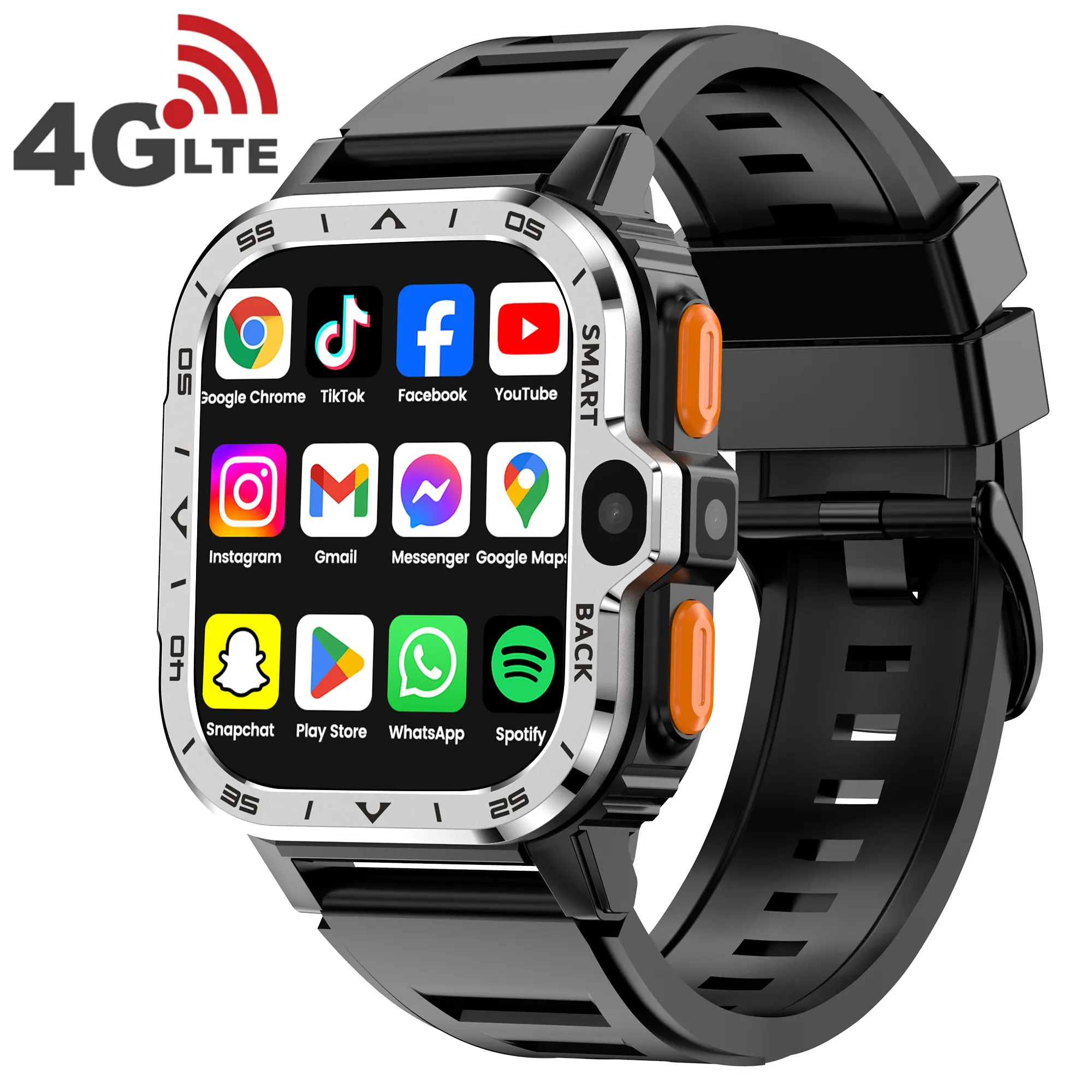 VALDUS 4G Sim Card Android Phone Smartwatch 5G GPS WIFI Dual Camera 2024 Black PGD Smart Watch