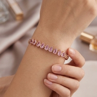 Bracelet Kirin en argent 925 plaqué or rose avec zircon ovale, chaîne de mode, bracelet de luxe serti clos, OEM ODM