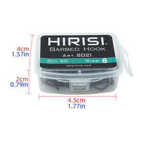 50 hameçons à poisson en acier à haute teneur en carbone recouverts de PTFE Hirisi avec œillet 8021, super résistants, pour la pêche à la carpe, accessoires de pêche - Product Image 3