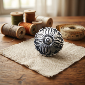 Bouton en laiton à trois broches de style médiéval Tiger Touch TT-08375 avec crochet arrière, design rond écologique, techniques de polissage - Product Image 3