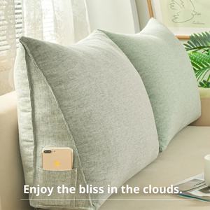 Cojín Triangular de Apoyo Lumbar Tejido para Cama, Sofá o Sillón con Espacio para el Cabecero, Ideal para Lactancia y Uso en Hoteles - Product Image 1