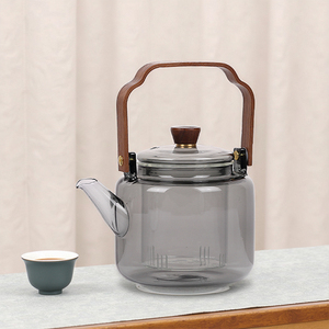 High Borosilicate Glass <strong>Hob</strong> Compatible Large Capacity 850ml Wooden Handle Heat-Resistant Handmade Eco-Friendly Tea <strong>Kettle</strong> Tea - Product Image 3