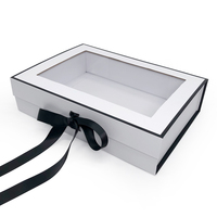 Boîte cadeau de Noël personnalisée en carton avec couvercle magnétique, boîte cadeau pliante en papier blanc avec aimant, boîte d'emballage avec fenêtre transparente