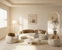 Ensemble de canapés modulaires de couleur crème au design moderne, garnis de latex naturel, meubles durables pour le salon