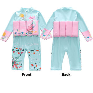 Costume da Bagno Galleggiante OEM ODM per Bambine, Intero a Maniche Lunghe con Stampa Sirena e Cappello - Product Image 4