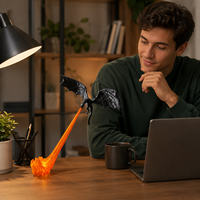 Veilleuse Flamme de Dragon Volant pour Décoration d'Étagère de Chambre, Jouet Lumineux Imprimé en 3D pour Fans de Fantaisie