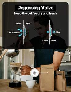 Pochettes à fond plat pour café sacs refermables de stockage de nourriture en papier d'aluminium à haute barrière avec fermeture à glissière Valve pour les petites entreprises - Product Image 6