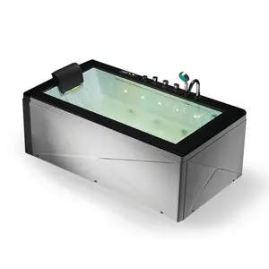 Acrylic Modern Network Red White Rectangular Spa Bath Massage Whirlpool Bath Single Person 1.8m Villa Hotel Apartment