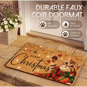 Tapete de Entrada Cangming, Imitación de Fibra de Coco, Lavable, Antideslizante, para Puerta Principal, Diseño Navideño de Dibujos Animados - Product Image 3