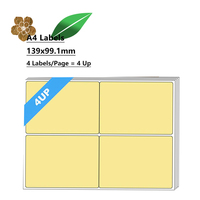 Imprimantes à jet d'encre jaunes 4UP personnalisées machine laser étiquettes d'emballage d'expédition de bagages taille A4 étiquettes de logo autocollant feuilles de papier