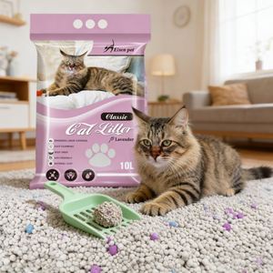 Litière pour chat en bentonite de sodium sphérique hautement absorbante, à agglomération rapide, faible teneur en poussière, qualité supérieure, fabrication OEM/ODM - Product Image 1