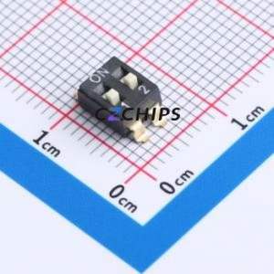 ZX-2.54BM-2PSMD DIP Switch SMD Switch Flat Toggle, Groove Type Single Pole Single Throw 2 2.54mm - Product Image 1