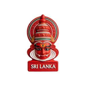 Ensemble d'aimants de réfrigérateur en résine imprimés UV, motif masque traditionnel du Sri Lanka, souvenir culturel et décoration intérieure - Product Image 3