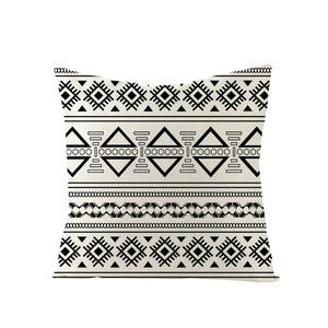 Taie d'oreiller à motifs géométriques africains, taie d'oreiller en lin noir et blanc, housse de canapé familiale décorative - Product Image 4