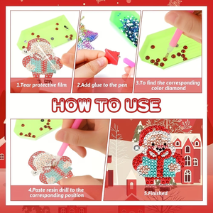 OCHOICE Kit de Peinture Diamant DIY Père Noël Bonhomme de Neige Porte-clés Personnalisé Art Diamant 5D Cadeau de Noël Artisanat <span class=keywords><strong>pour</strong></span> Enfants et Adultes - Product Image 4
