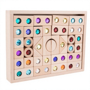 <span class=keywords><strong>Blocchi</strong></span> di Costruzione Educativi Montessori <span class=keywords><strong>in</strong></span> <span class=keywords><strong>Legno</strong></span> Premium, 40 Pezzi, Gemme Arcobaleno Miste, Effetto Caleidoscopio, Cristallo Macaron - Product Image 5