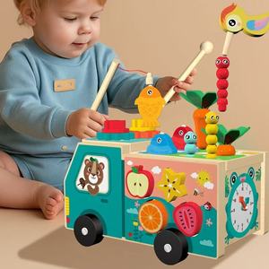 Nuevo Juguete Multifuncional 6 en 1 de Madera: Xilófono, Juego de Arrastrar Zanahorias y Pesca, para Cultivar la Habilidad Práctica - Product Image 3