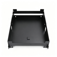 Plateau en tôle d'acier pour équipement de fabrication, avec pieds d'angle étagés, trous de montage pré-perforés, revêtement noir en poudre, pour applications électroniques