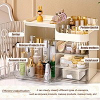 [Stock US] Organisateur de maquillage à 3 tiroirs avec miroir, sans assemblage, meuble de rangement cosmétique en plastique pour comptoir de salle de bain