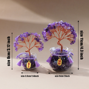 ต้นไม้เงินคริสตัลธรรมชาติรูปทรงตู้ปลา ซิทริน อเมทิสต์ ของตกแต่งบ้านตามหลักฮวงจุ้ย ขายส่ง - Product Image 2