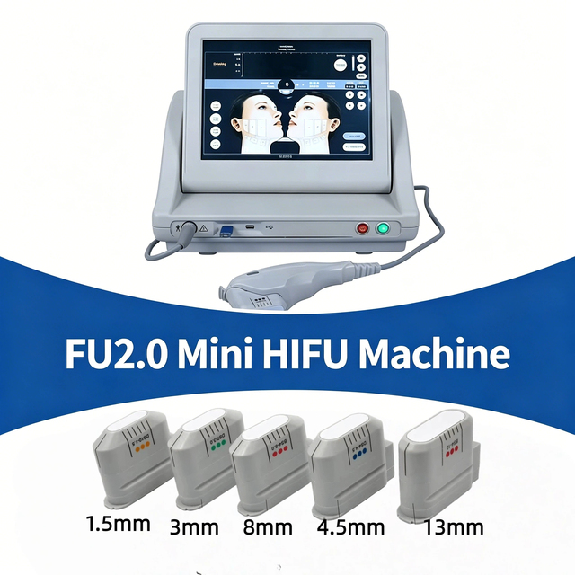 Mini HIFU 2.0 Skin Tightening Machine for Home Use 15 Inch Display 1 Handle 10000 Shots 3&5 Cartridges Options Face Lifting