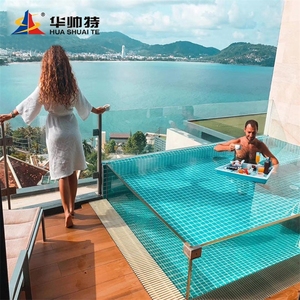 HUASHUAITE-Paneles de <span class=keywords><strong>pared</strong></span> de plástico acrílico en forma de L, transparentes, gruesos, de 100mm, <span class=keywords><strong>para</strong></span> piscina, 30 años de garantía - Product Image 5