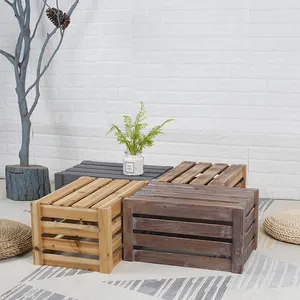 Wholesale Vintage Unfinished Wooden Storage Box Cheap Wooden Wine Crates For Sale