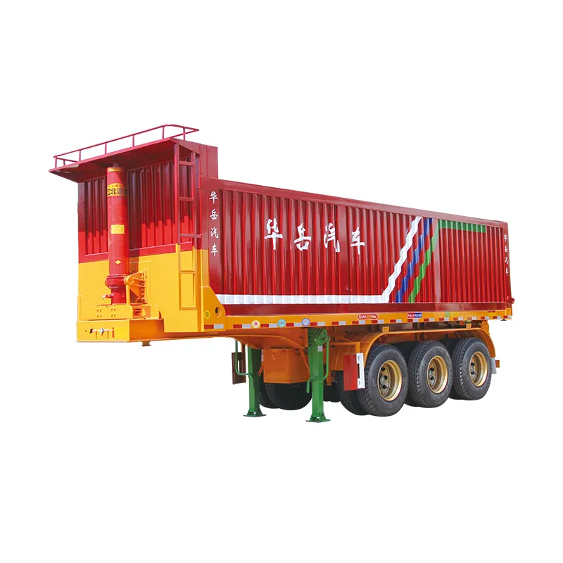 중국산 10 미터 긴 트럭화물 운송 내구성 트랙 리어 푸시 덤프 세미 트레일러 판매