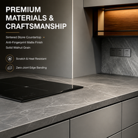 Meubles de cuisine de luxe sur mesure, personnalisation complète, îlot ouvert, rangement intelligent, directement de l'usine