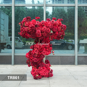 DKB Handmade Artificial Silk Flowers Red Rose Rows Flower <b>Runner</b> High End Decor for Wedding Mother's Day & Birthday Parties - Product Image 3
