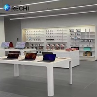 Comptoir de présentation de téléphone portable de qualité supérieure RECHI, design de table, présentoir mural pour accessoires de téléphone portable avec étagère à crochets