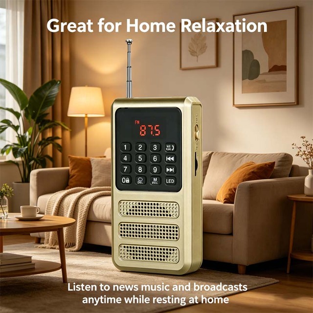 Gift Mini Portable FM Radio Flashlight Pocket Walkman Voice Recorder SD Card MP3 Player Rechargeable