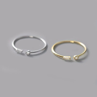 Kadınlar için Baget Kübik Zirkonya Açık Yüzük, 3mm, Altın Kaplama Pirinç Ayarlanabilir Açık Yüzük Minimalist, 2 Renk