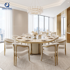 Mesa de Comedor Redonda de Lujo con Diseño de Engranaje Giratorio Eléctrico Lazy Susan, 8 Plazas, Acero Inoxidable, para Villa, Hotel, <span class=keywords><strong>Restaurante</strong></span>, Fábrica OEM - Product Image 2