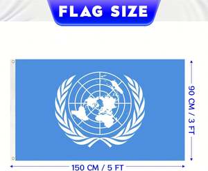Bandera de las Naciones Unidas de 3x5 pies, poliéster, para uso internacional, con ojales de latón, para interior/exterior, colores vivos, decoración para el hogar y jardín - Product Image 2