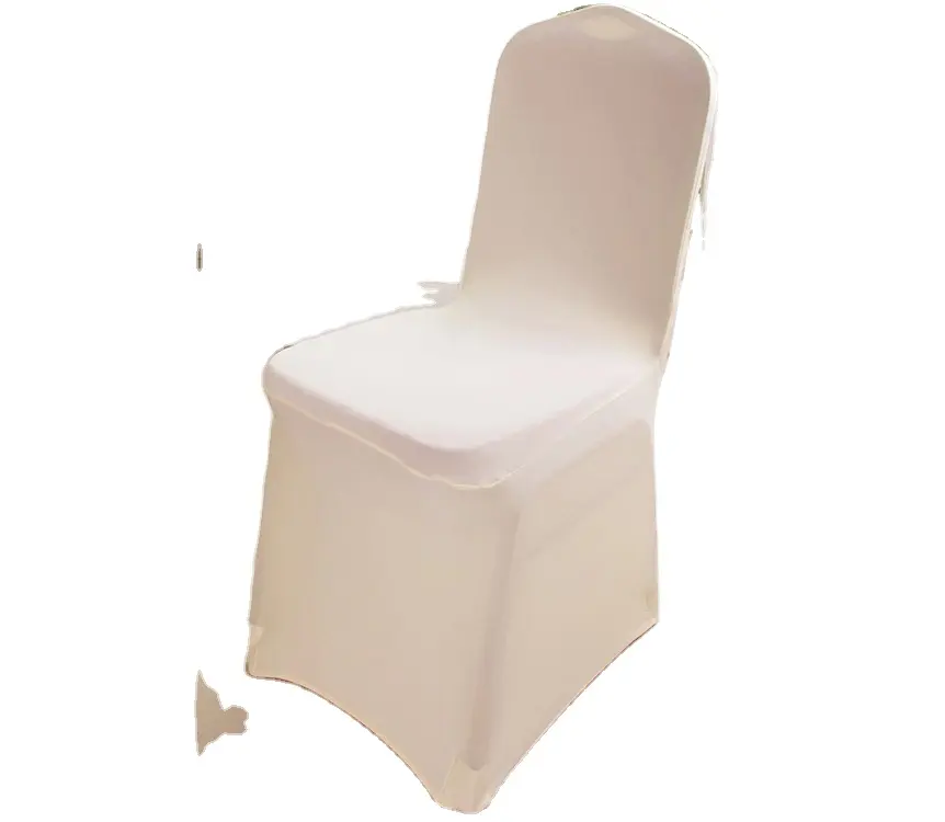 Fildişi polyester düğün parti dekoratif 4-way gerilebilir spandex evrensel sandalye ziyafet sandalyeler için kayma kapak