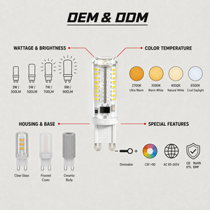 G9 LED หลอดไฟข้าวโพด 3W 70LED 170-200LM AC 230V SMD 3014 หรี่แสงได้ FCC ETL CE RoHS 15000H รับประกัน 2 ปีโคมระย้า - Product Image 2