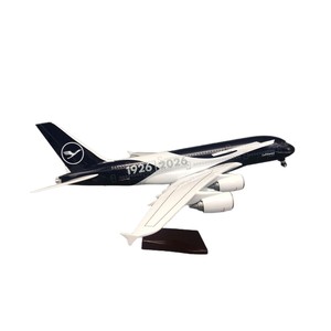 דגם מטוס A380 של לופטהנזה לציון 100 שנה, 46 ס\"מ, עם תאורת LED נשלטת קולית, קישוט לשולחן עבודה בבית או במשרד, מתנה לחובבי תעופה - Product Image 2