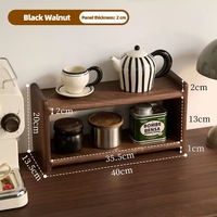 Étagère de rangement en bois à double niveau pour service à thé et tasses à café, organisateur en bois massif, présentoir compact pour cuisine