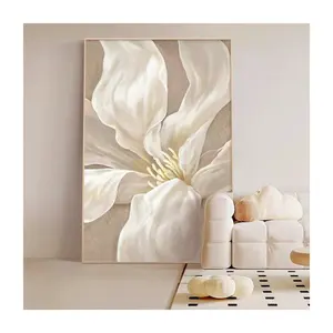 Offre Spéciale meilleur moderne blanc fleur de lys affiche impression mur Art roulé toile peinture pour salon salle à manger hôtel spa salle de bal