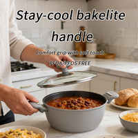 Casserole moderne en aluminium forgé antiadhésive avec couvercle, marmite à soupe, faitout, compatible induction, nettoyage facile, sans PFOA