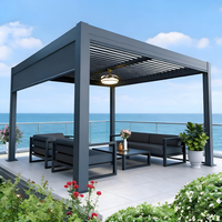 Gazebo en alliage d'aluminium avec revêtement en poudre imperméable, toit à lamelles réglables, moustiquaire de sécurité pour patio, terrasse, véranda, jardin, extérieur