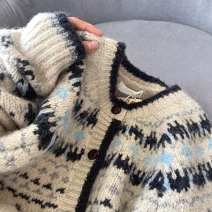 Cardigan Vintage da Donna in Maglia Fair Isle - Maglione Lungo con Bottoni e Stampa Nordica <span class=keywords><strong>per</strong></span> Autunno Inverno - Product Image 2