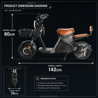 Scooter électrique 1000W, batterie lithium 48V 60V 72V, pneu à vide de 14 pouces, vélo électrique, écran numérique, frein à disque, double siège, pour les trajets en ville