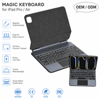 Clavier Magique en Alliage d'Aluminium Anodisé avec Connecteurs Pogo, Étui Clavier Rétroéclairé Blanc à 5 Rangées pour iPad Pro 11 Pouces et iPad Air 10,9 Pouces