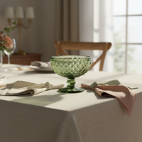 Groothandel Diamant-geëmbosseerde glazen dessertkom met voet 374ml Meerkleurige glazen beker voor servies cadeauset housewarming cadeau