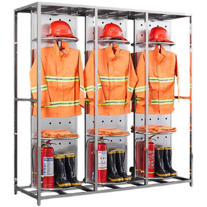 Étagère à combinaisons de pompier en acier inoxydable, 3 étages, double face, pour usage de bureau - Product Image 2