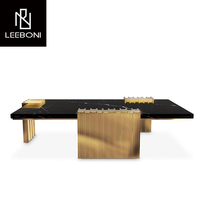 Table basse rectangulaire en marbre de luxe table d'appoint minimaliste moderne table à thé de salon de villa