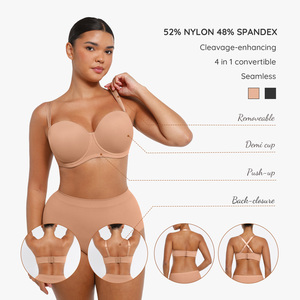Sujetador de realce desmontable con aros transpirable Invisible para mujer, Copa 1/2 de talla grande, sujetador sin tirantes suave Convertible para mujer - Product Image 2